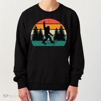 Bigfoot Skateboarding Skater Retro Sunset Funny Sasquatch Women's Sweatshirt thumb 0