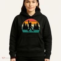 Bigfoot Skateboarding Skater Retro Sunset Funny Sasquatch Hoodie thumb 5
