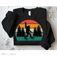 Bigfoot Skateboarding Skater Retro Sunset Funny Sasquatch Sweatshirt thumb 2