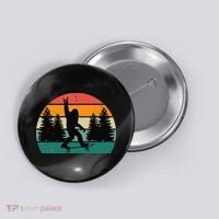 Bigfoot Skateboarding Skater Retro Sunset Funny Sasquatch Button thumb 0