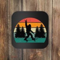 Bigfoot Skateboarding Skater Retro Sunset Funny Sasquatch Coaster thumb 0