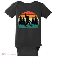 Bigfoot Skateboarding Skater Retro Sunset Funny Sasquatch Baby Bodysuit thumb 0
