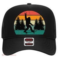Bigfoot Skateboarding Skater Retro Sunset Funny Sasquatch Hat thumb 0