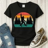 Bigfoot Skateboarding Skater Retro Sunset Funny Sasquatch Women's T-Shirt thumb 3