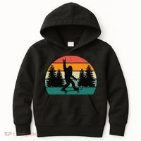 Bigfoot Skateboarding Skater Retro Sunset Funny Sasquatch Kids Hoodie thumb 0