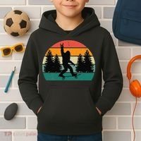 Bigfoot Skateboarding Skater Retro Sunset Funny Sasquatch Kids Hoodie thumb 2