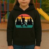 Bigfoot Skateboarding Skater Retro Sunset Funny Sasquatch Kids Hoodie thumb 3