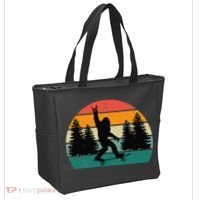 Bigfoot Skateboarding Skater Retro Sunset Funny Sasquatch Tote Bag thumb 2