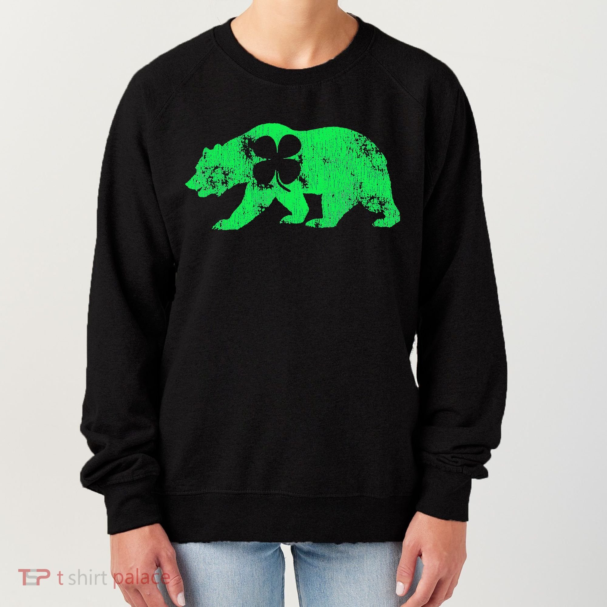 Bear Shamrock St Patrick's Day Irish Clover Saint Paddys Women's Sweatshirt