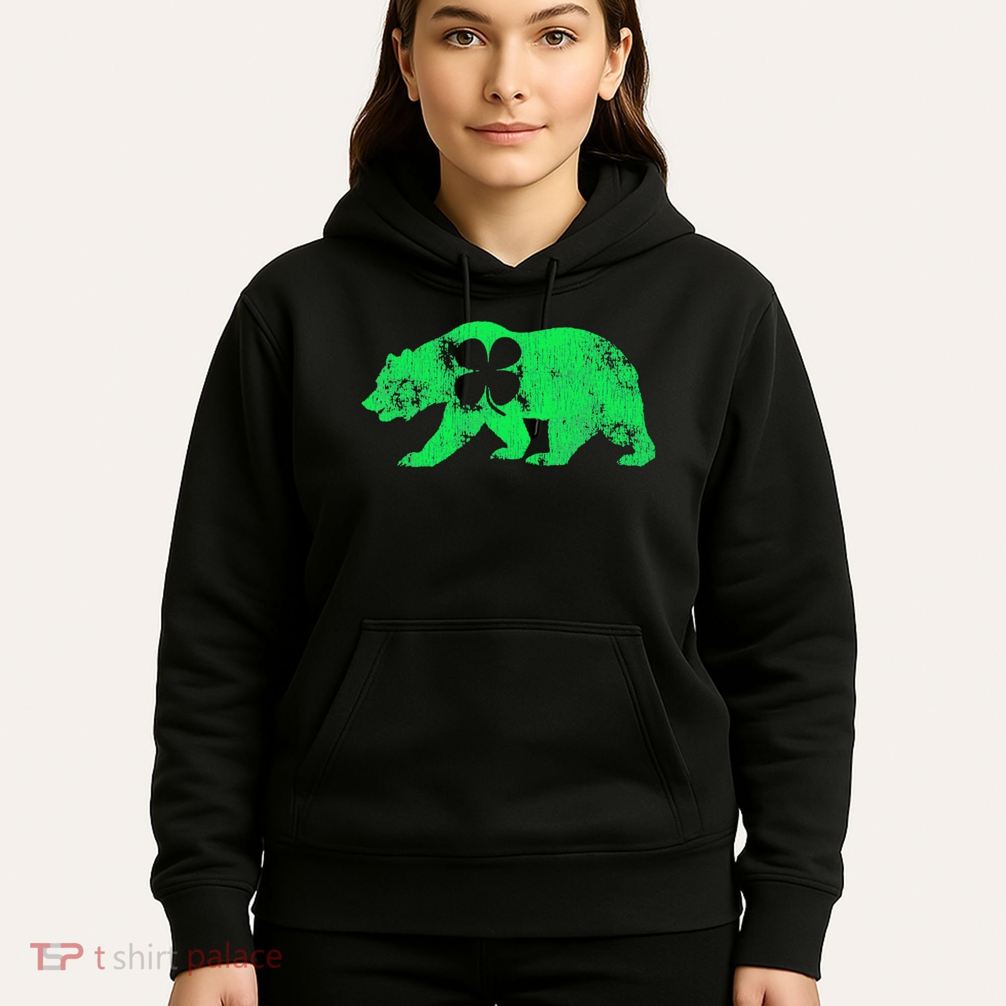 Bear Shamrock St Patrick's Day Irish Clover Saint Paddys Hoodie