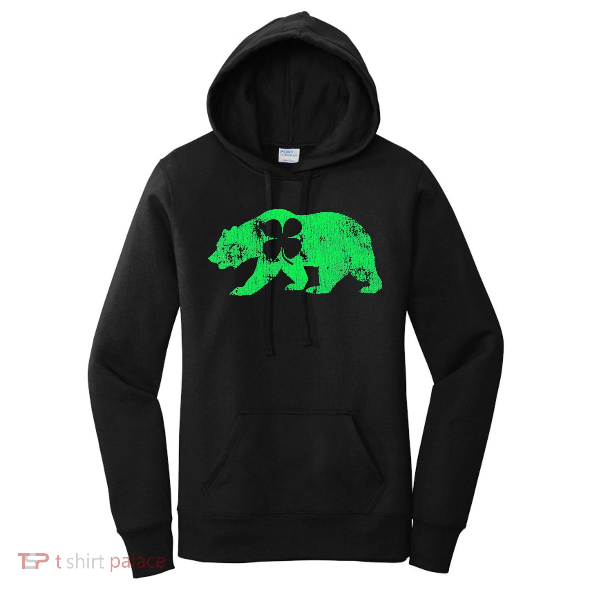 Bear Shamrock St Patrick's Day Irish Clover Saint Paddys Women's Hoodie
