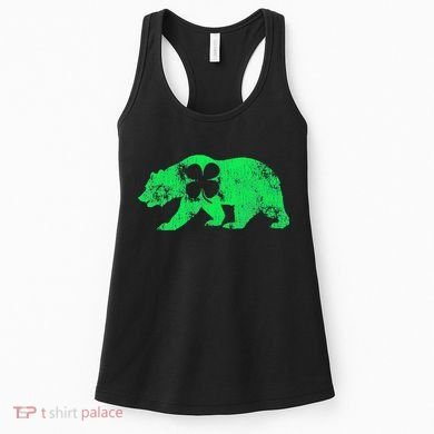 Bear Shamrock St Patrick's Day Irish Clover Saint Paddys Women's Tank Top