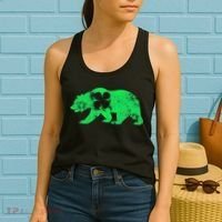 Bear Shamrock St Patrick's Day Irish Clover Saint Paddys Women's Tank Top thumb 2