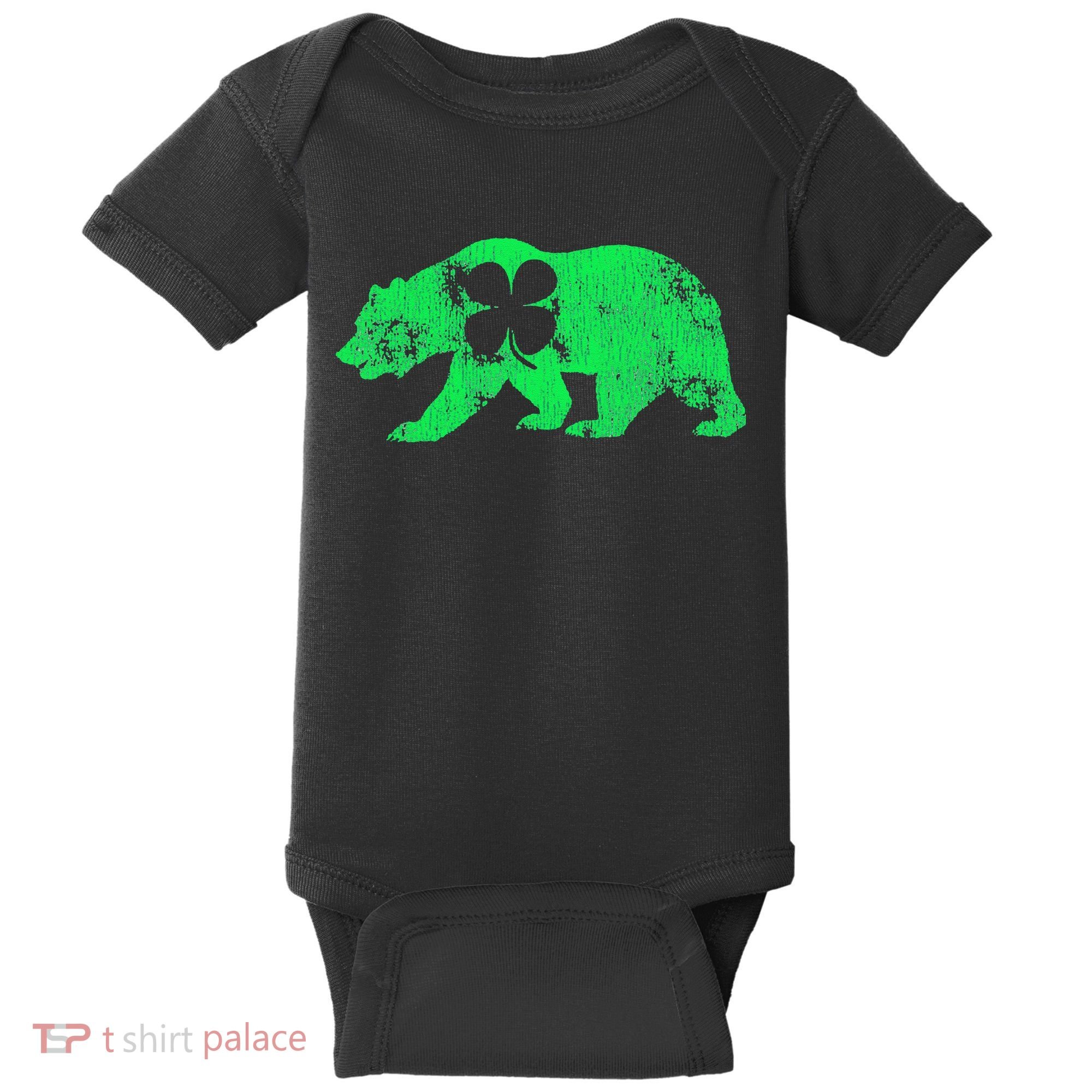 Bear Shamrock St Patrick's Day Irish Clover Saint Paddys Baby Bodysuit