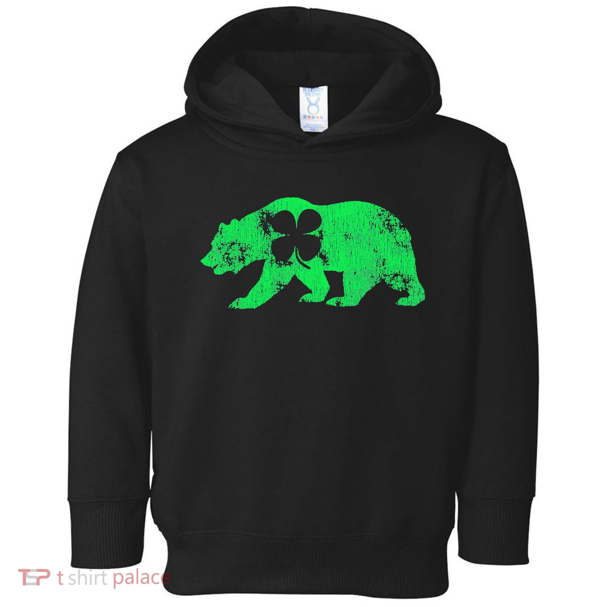 Bear Shamrock St Patrick's Day Irish Clover Saint Paddys Toddler Hoodie