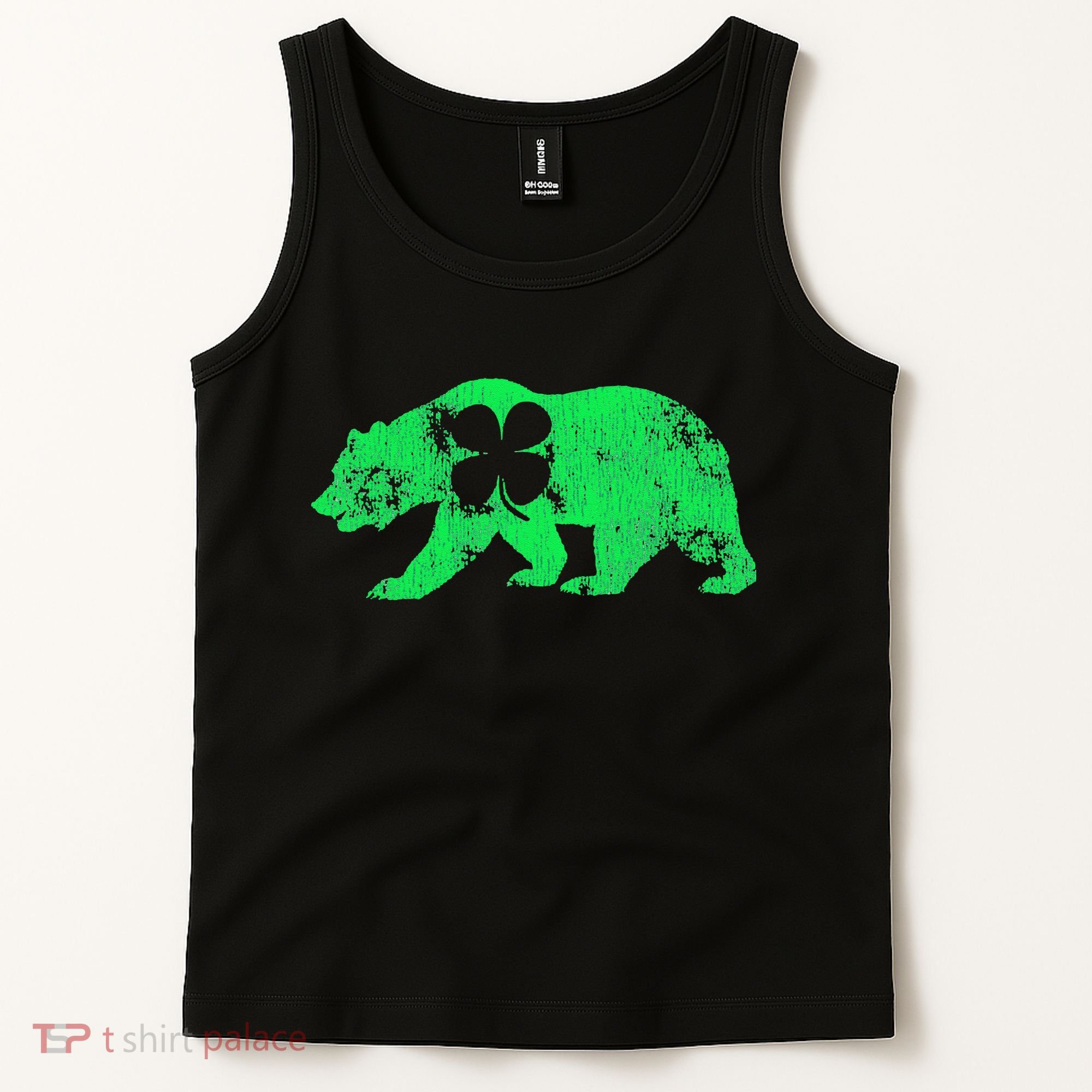 Bear Shamrock St Patrick's Day Irish Clover Saint Paddys Tank Top