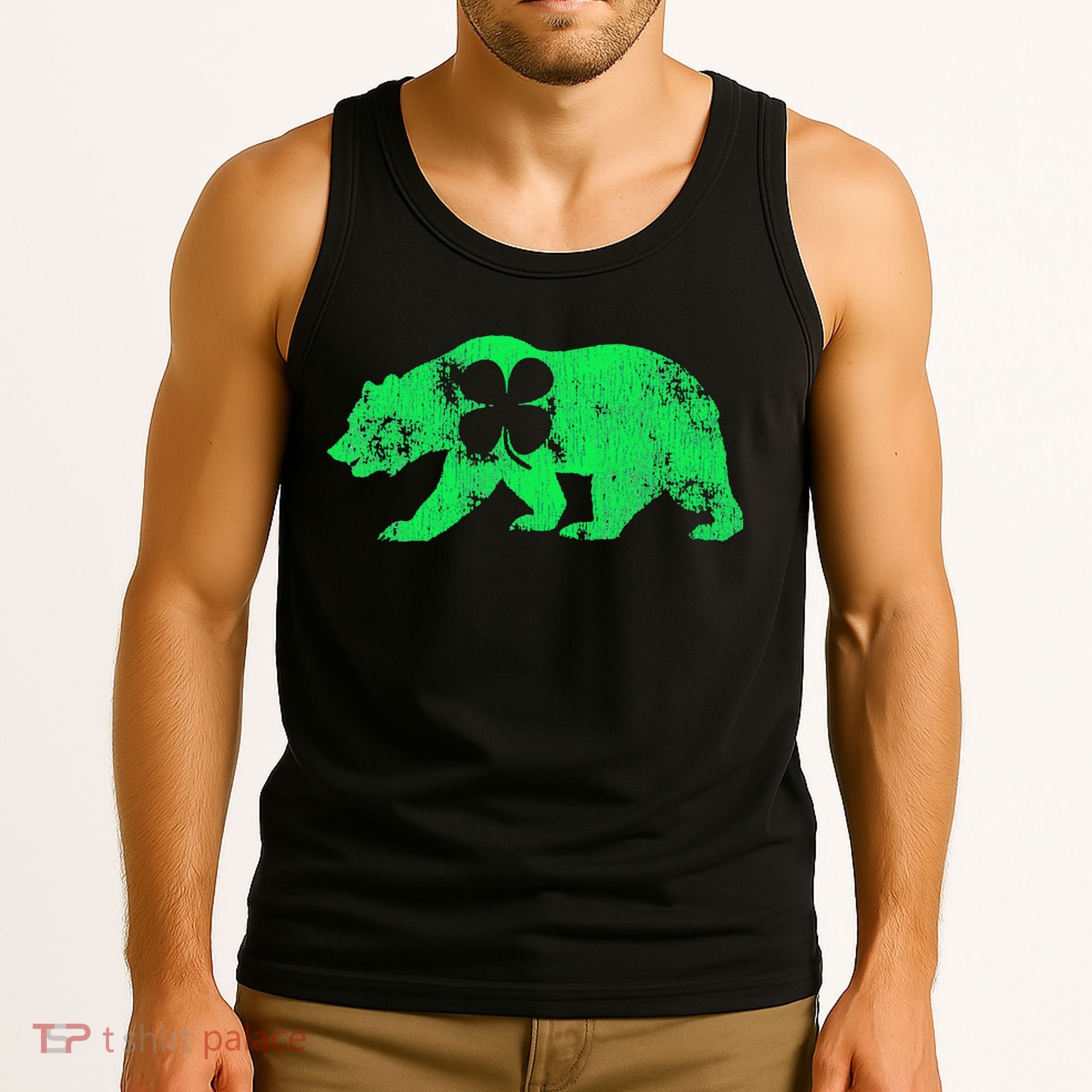 Bear Shamrock St Patrick's Day Irish Clover Saint Paddys Tank Top