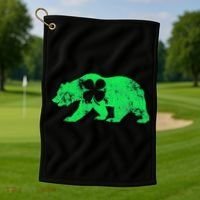 Bear Shamrock St Patrick's Day Irish Clover Saint Paddys Golf Towel thumb 1