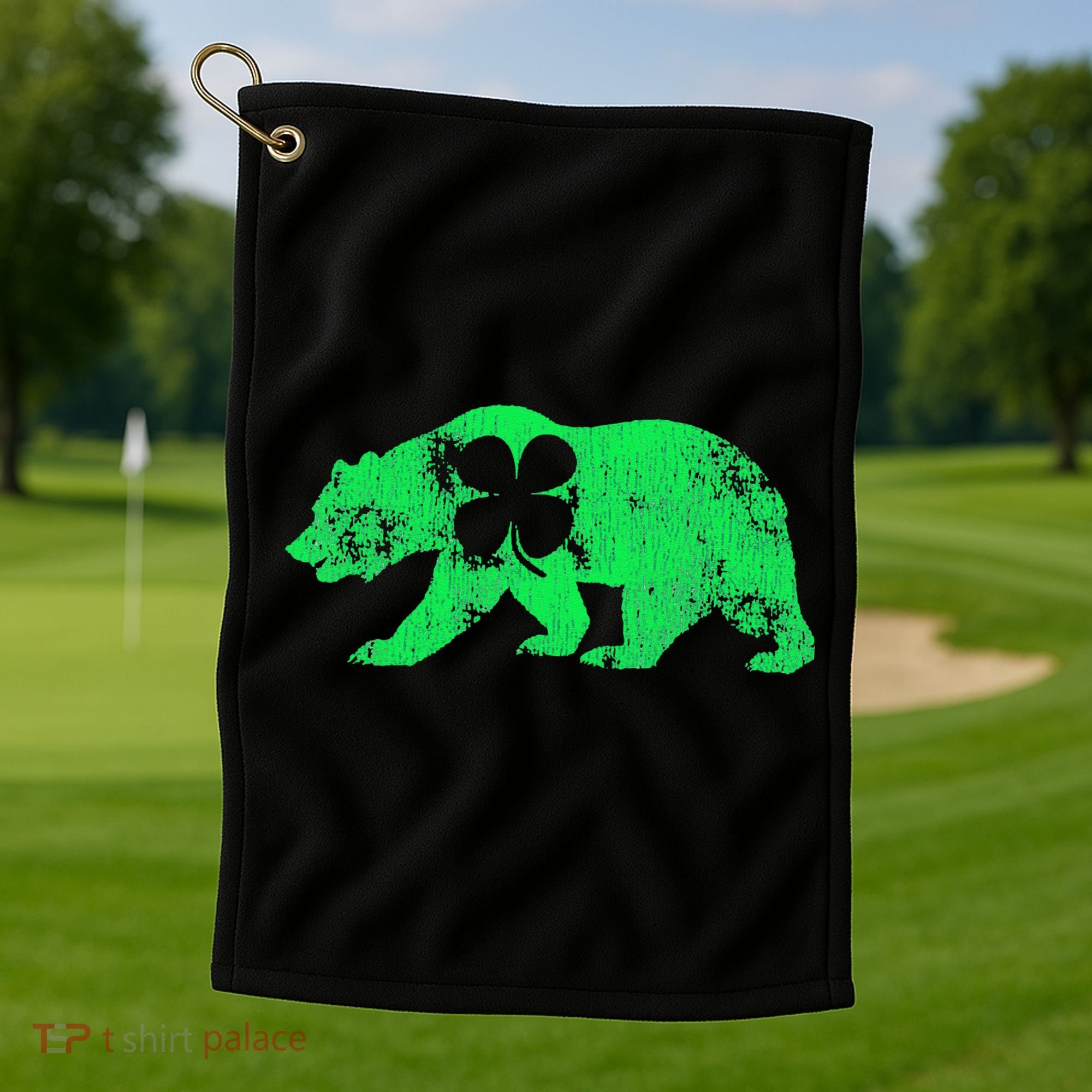 Bear Shamrock St Patrick's Day Irish Clover Saint Paddys Golf Towel