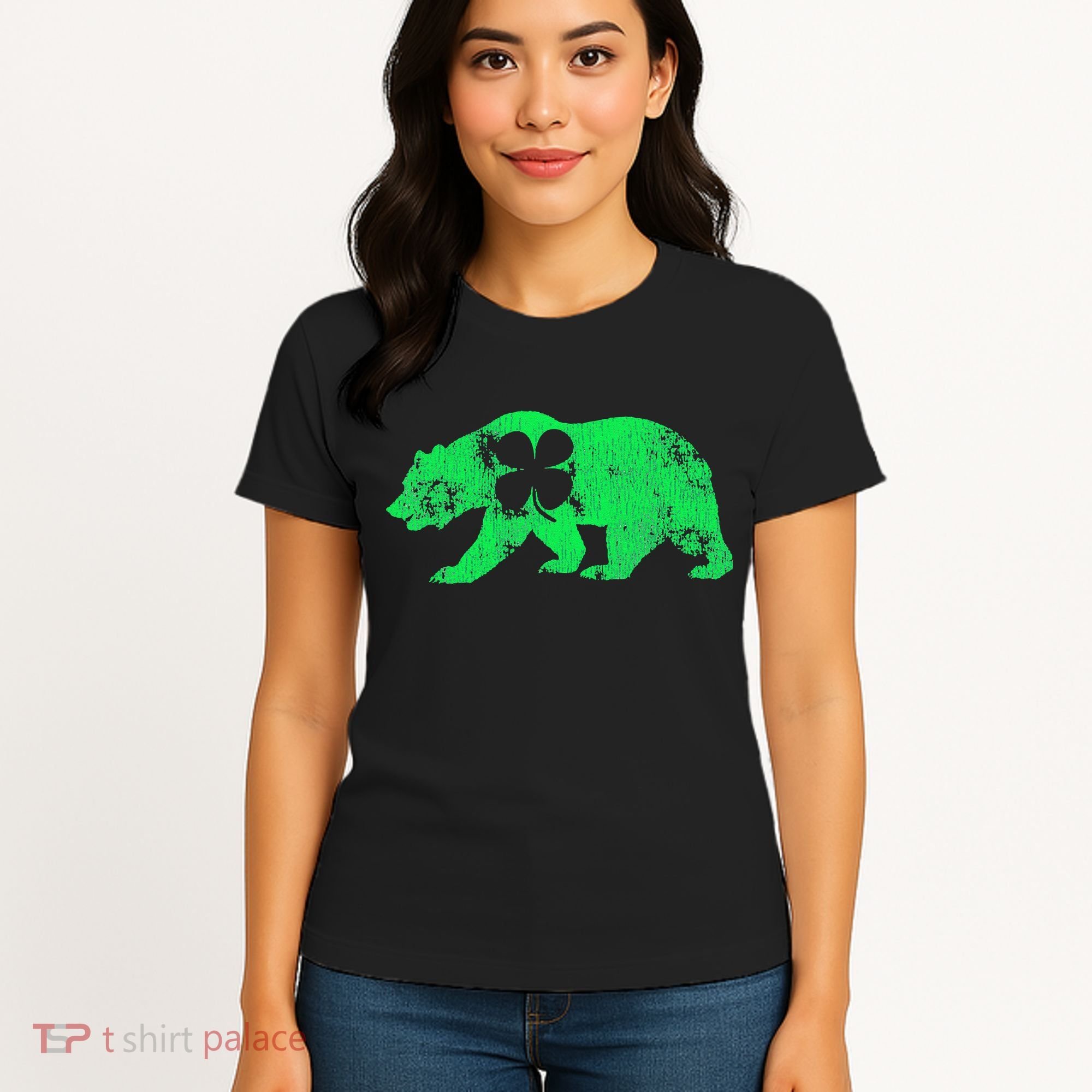 Bear Shamrock St Patrick's Day Irish Clover Saint Paddys Women's T-Shirt