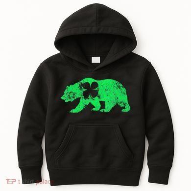 Bear Shamrock St Patrick's Day Irish Clover Saint Paddys Kids Hoodie