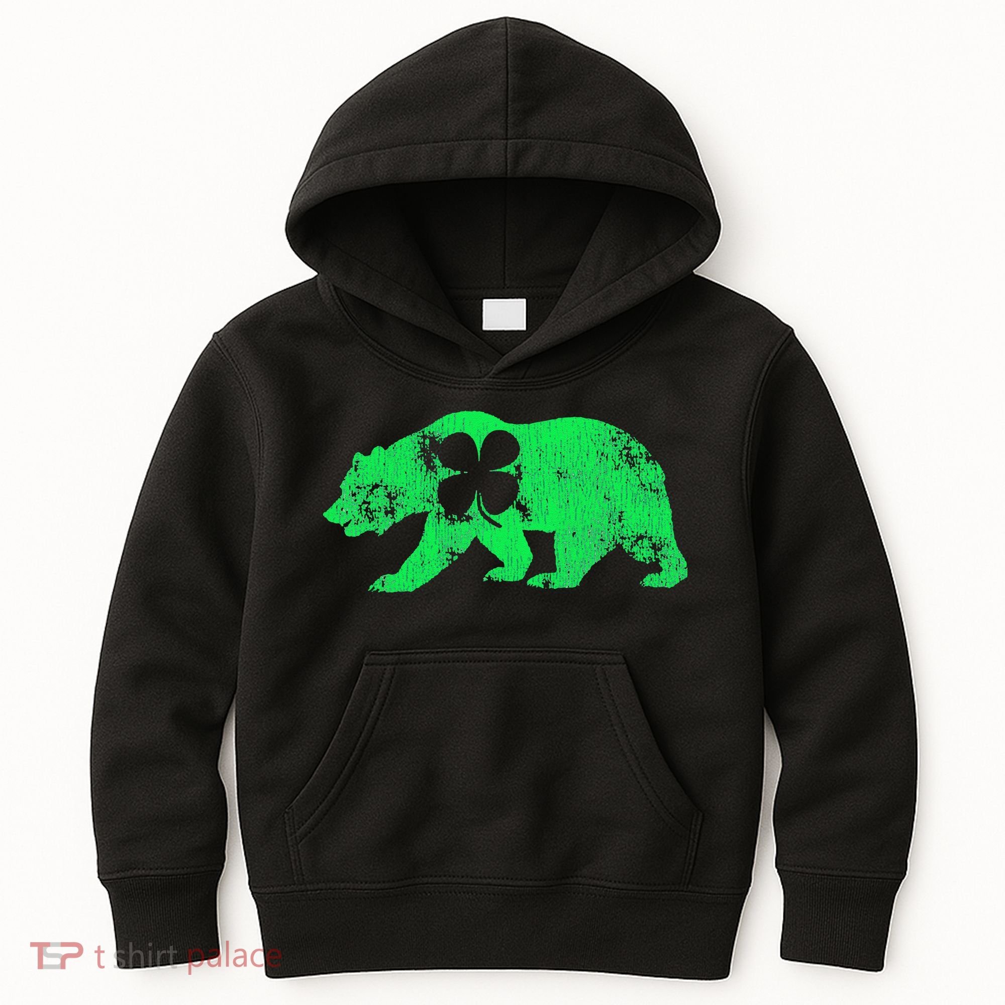 Bear Shamrock St Patrick's Day Irish Clover Saint Paddys Kids Hoodie