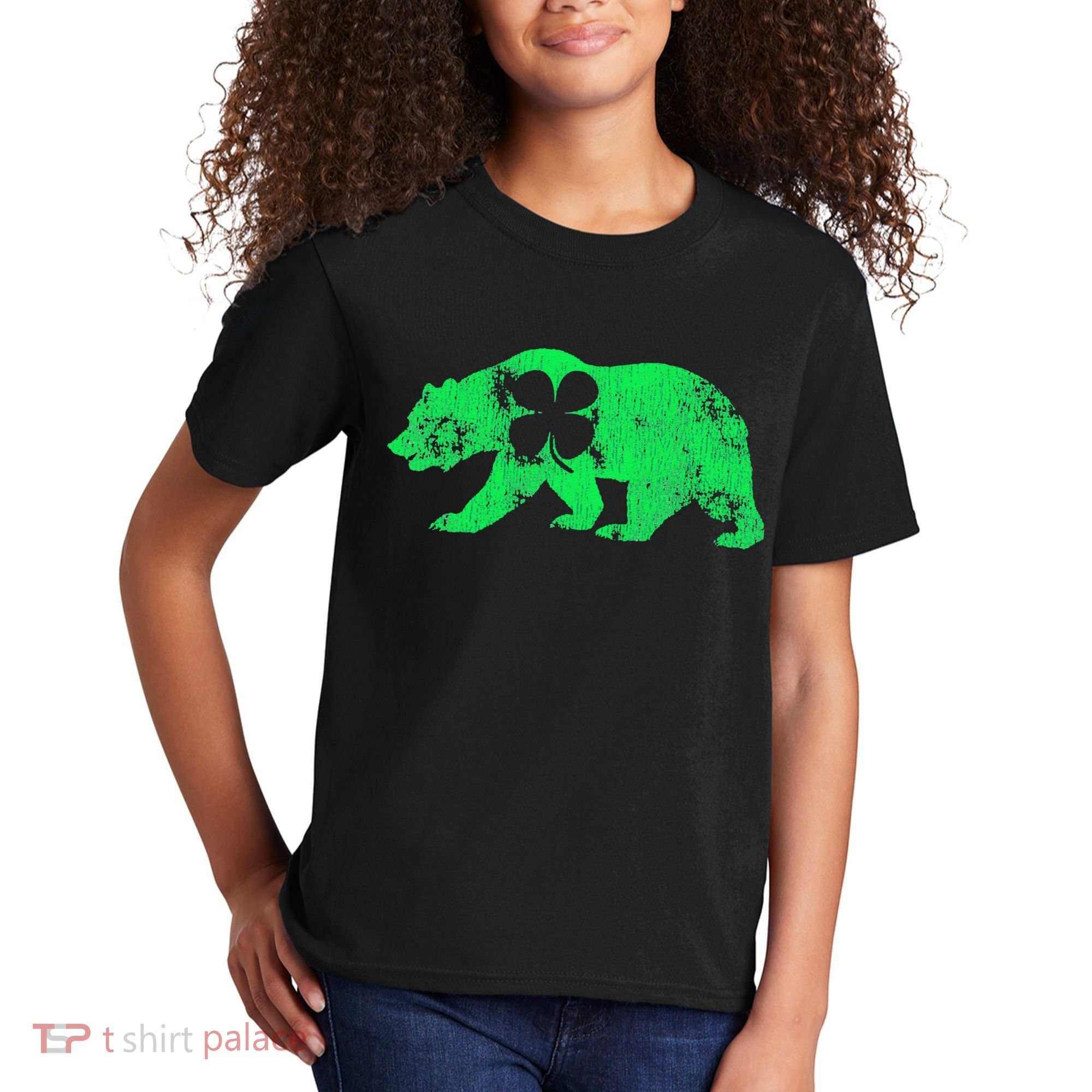 Bear Shamrock St Patrick's Day Irish Clover Saint Paddys Kids T-Shirt