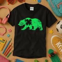 Bear Shamrock St Patrick's Day Irish Clover Saint Paddys Kids T-Shirt thumb 3
