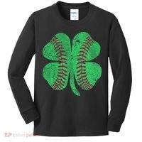 Baseball Shamrock St. Patrick's Day Saint Paddy's Kids Long Sleeve Shirt thumb 0