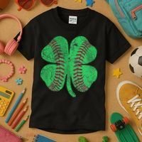 Baseball Shamrock St. Patrick's Day Saint Paddy's Kids T-Shirt thumb 3