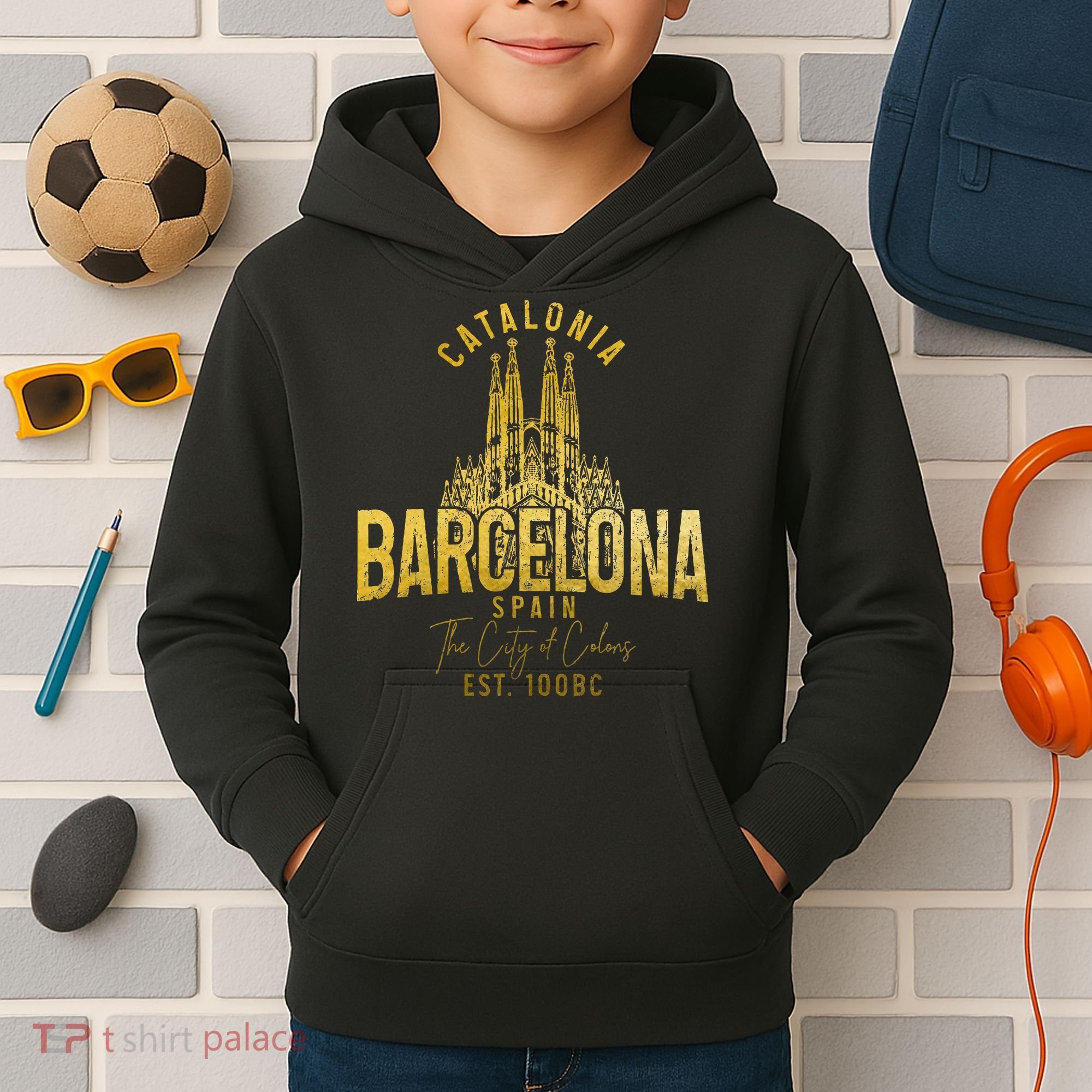 Barcelona Spain Souvenir Catalonia Kids Hoodie