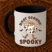 Boot Scootin Spooky Cute Halloween Cowboy Ghost Coffee Mug thumb 2