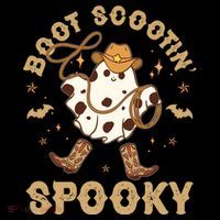Boot Scootin Spooky Cute Halloween Cowboy Ghost Women's Hoodie thumb 2