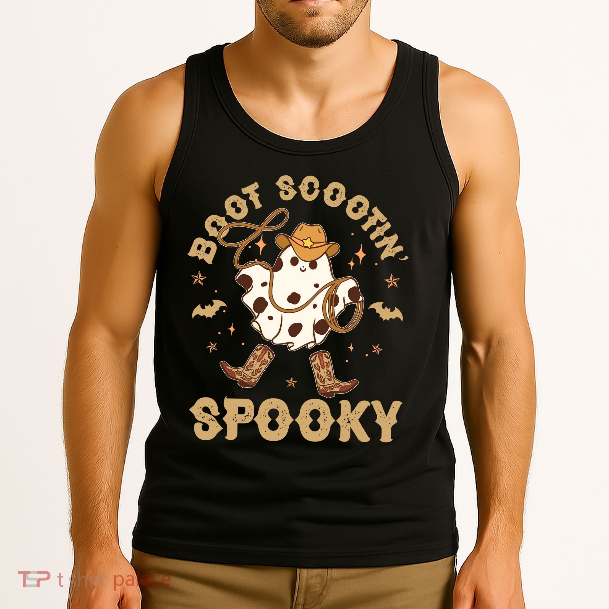 Boot Scootin Spooky Cute Halloween Cowboy Ghost Tank Top