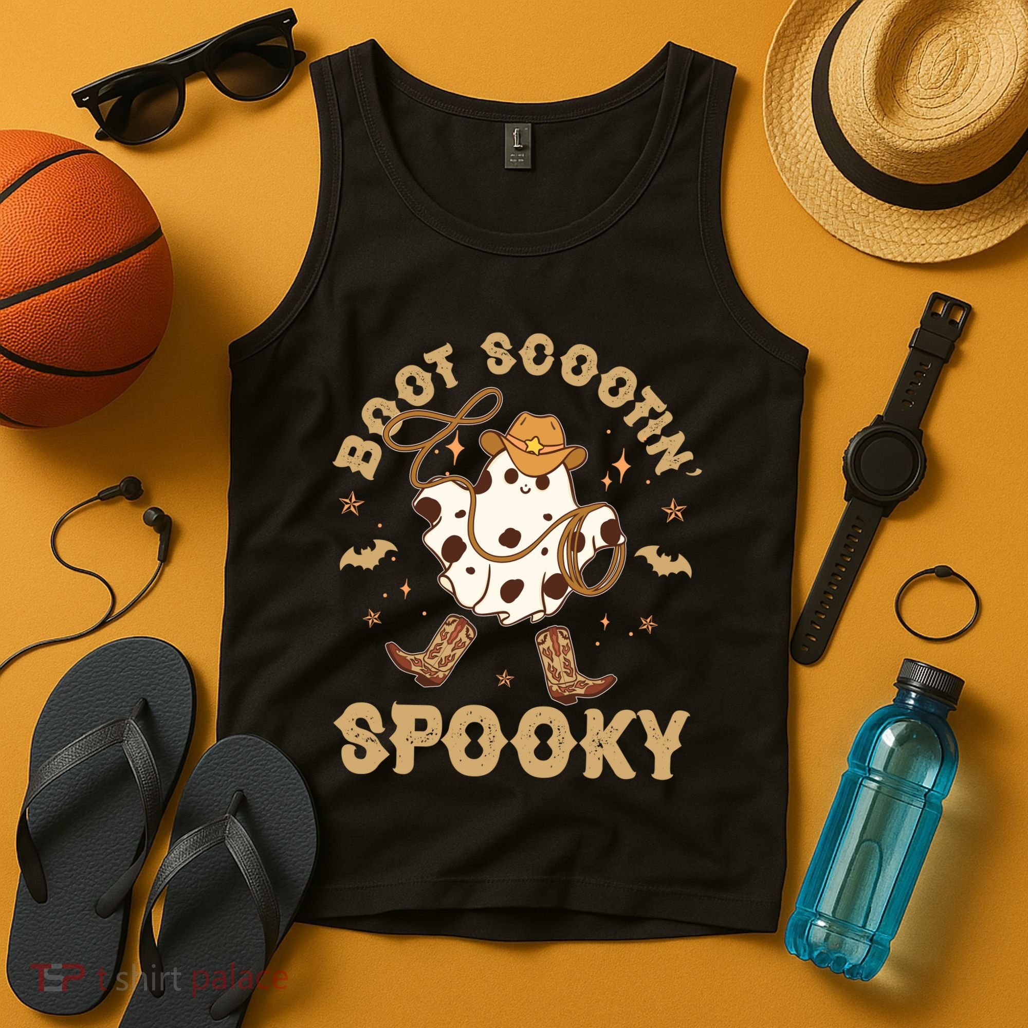Boot Scootin Spooky Cute Halloween Cowboy Ghost Tank Top