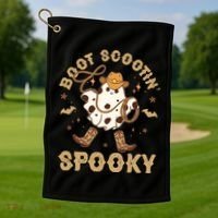 Boot Scootin Spooky Cute Halloween Cowboy Ghost Golf Towel thumb 1