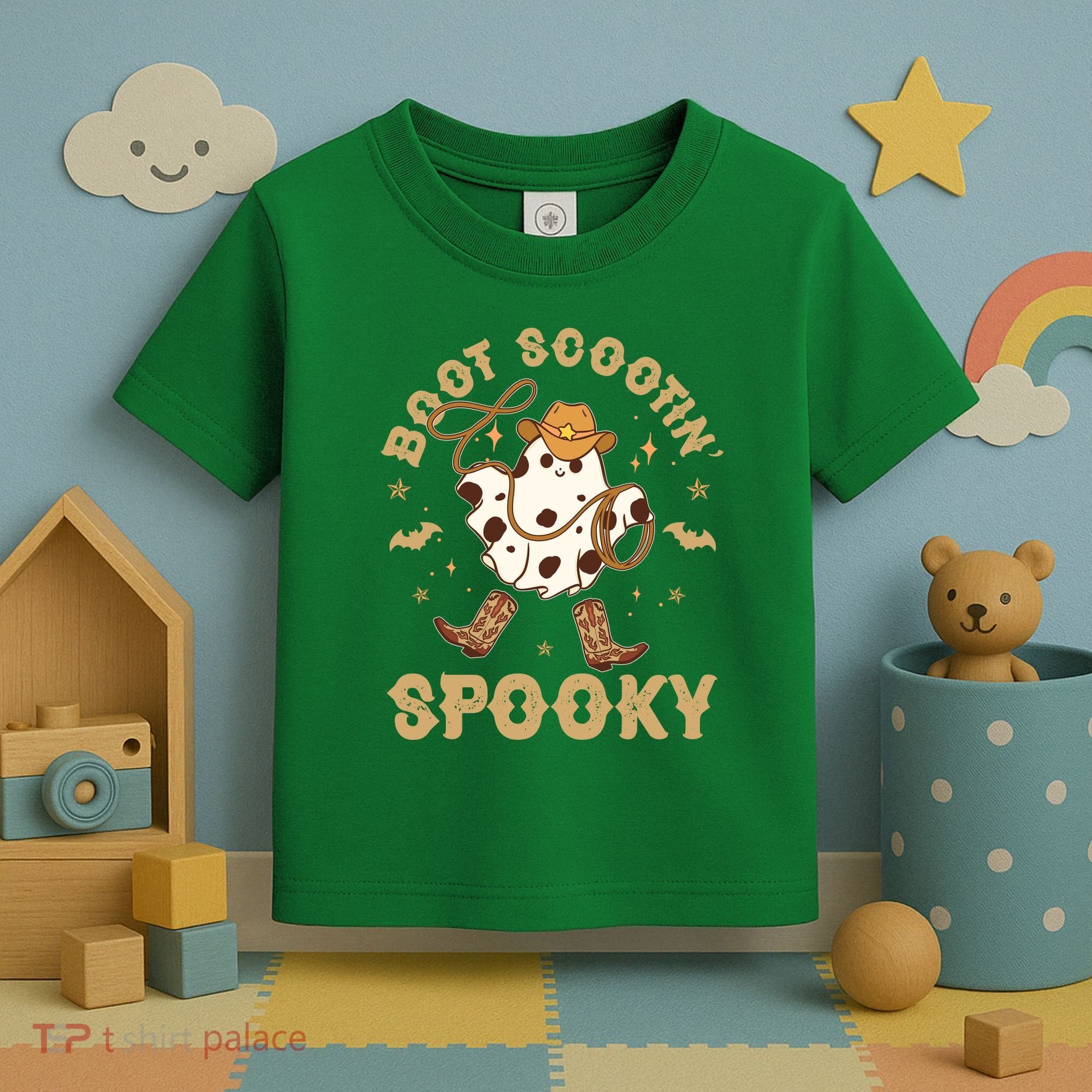 Boot Scootin Spooky Cute Halloween Cowboy Ghost Toddler T-Shirt