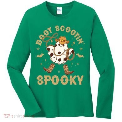 Boot Scootin Spooky Cute Halloween Cowboy Ghost Women's Long Sleeve Shirt