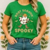 Boot Scootin Spooky Cute Halloween Cowboy Ghost Women's T-Shirt thumb 2