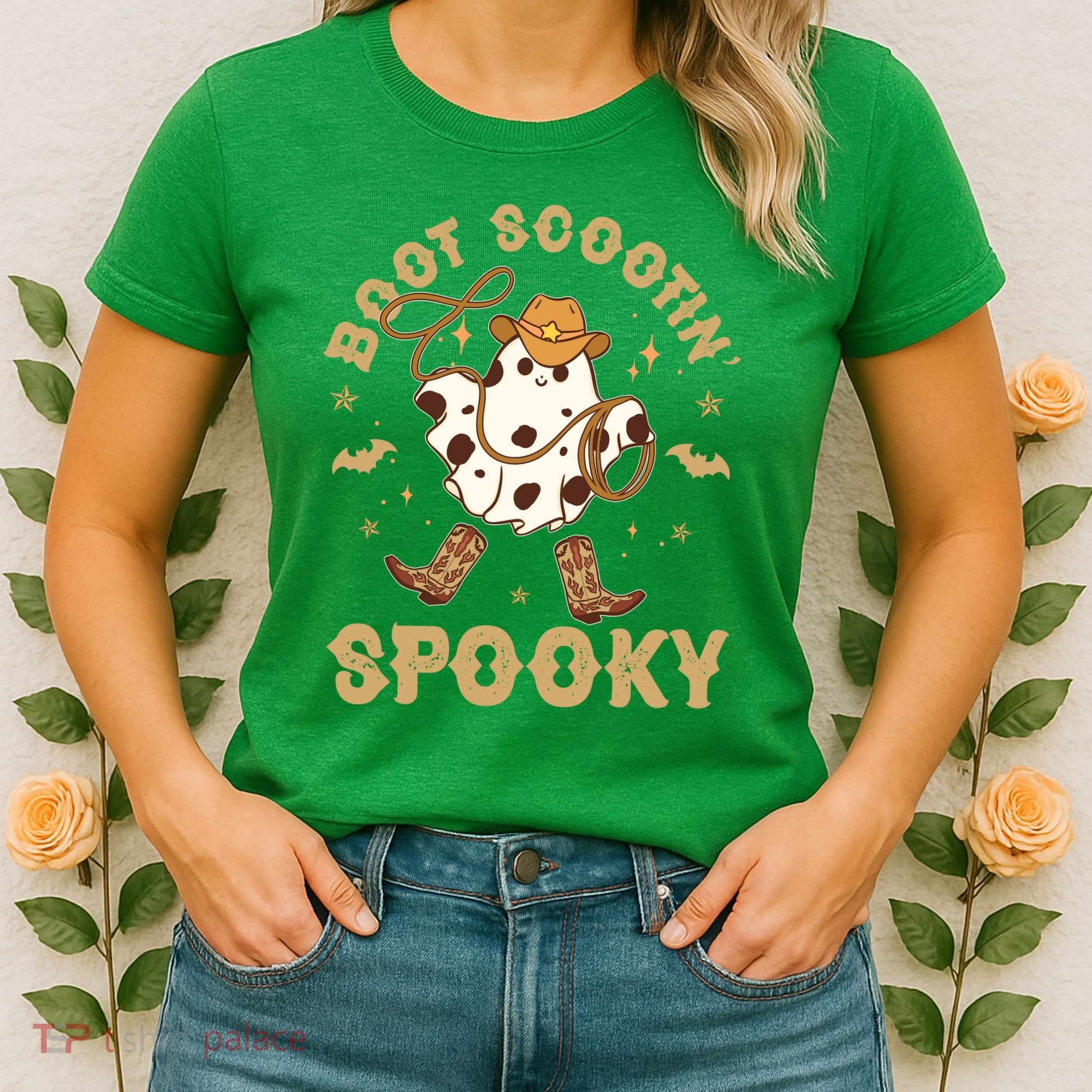 Boot Scootin Spooky Cute Halloween Cowboy Ghost Women's T-Shirt