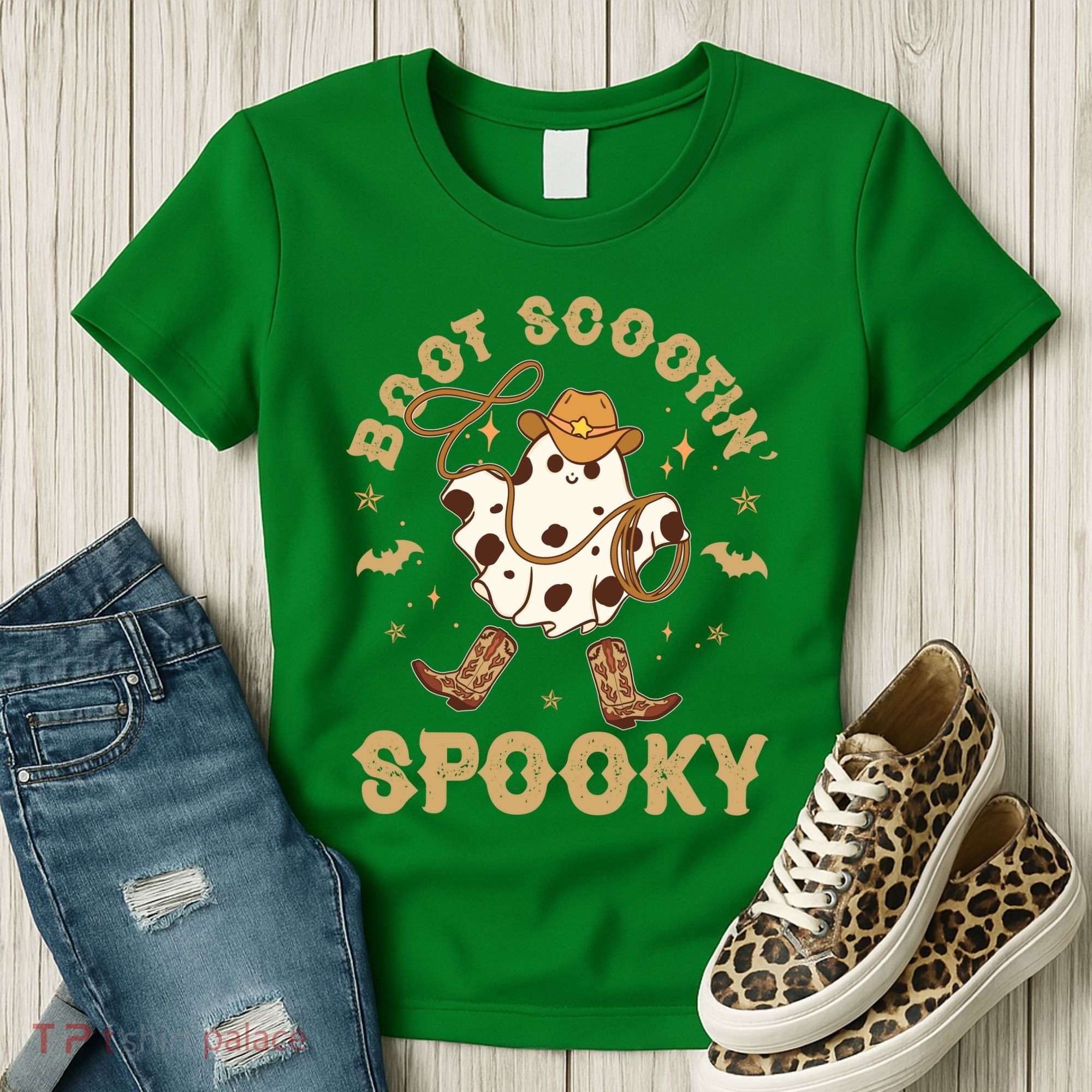 Boot Scootin Spooky Cute Halloween Cowboy Ghost Women's T-Shirt
