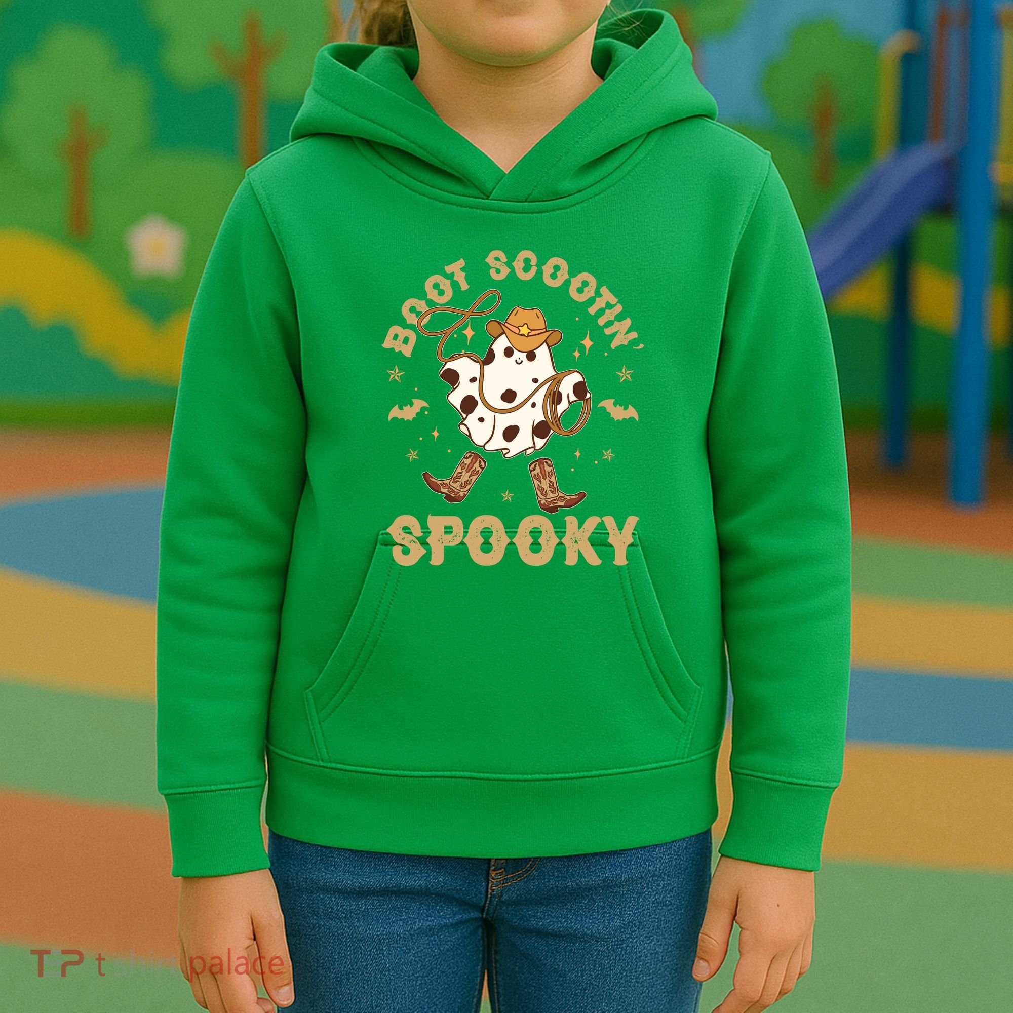 Boot Scootin Spooky Cute Halloween Cowboy Ghost Kids Hoodie