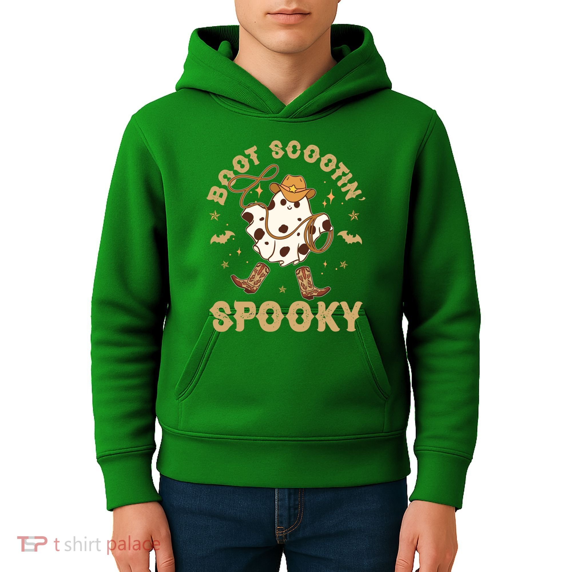 Boot Scootin Spooky Cute Halloween Cowboy Ghost Kids Hoodie