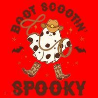 Boot Scootin Spooky Cute Halloween Cowboy Ghost Santa Hat thumb 1