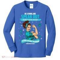 Be Strong Speak Out Against Sexual Violence Sexual Assault Warrior Kids Long Sleeve Shirt thumb 0