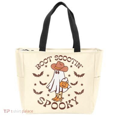 Boot Scootin Spooky Western Halloween Retro Fall Halloween Tote Bag