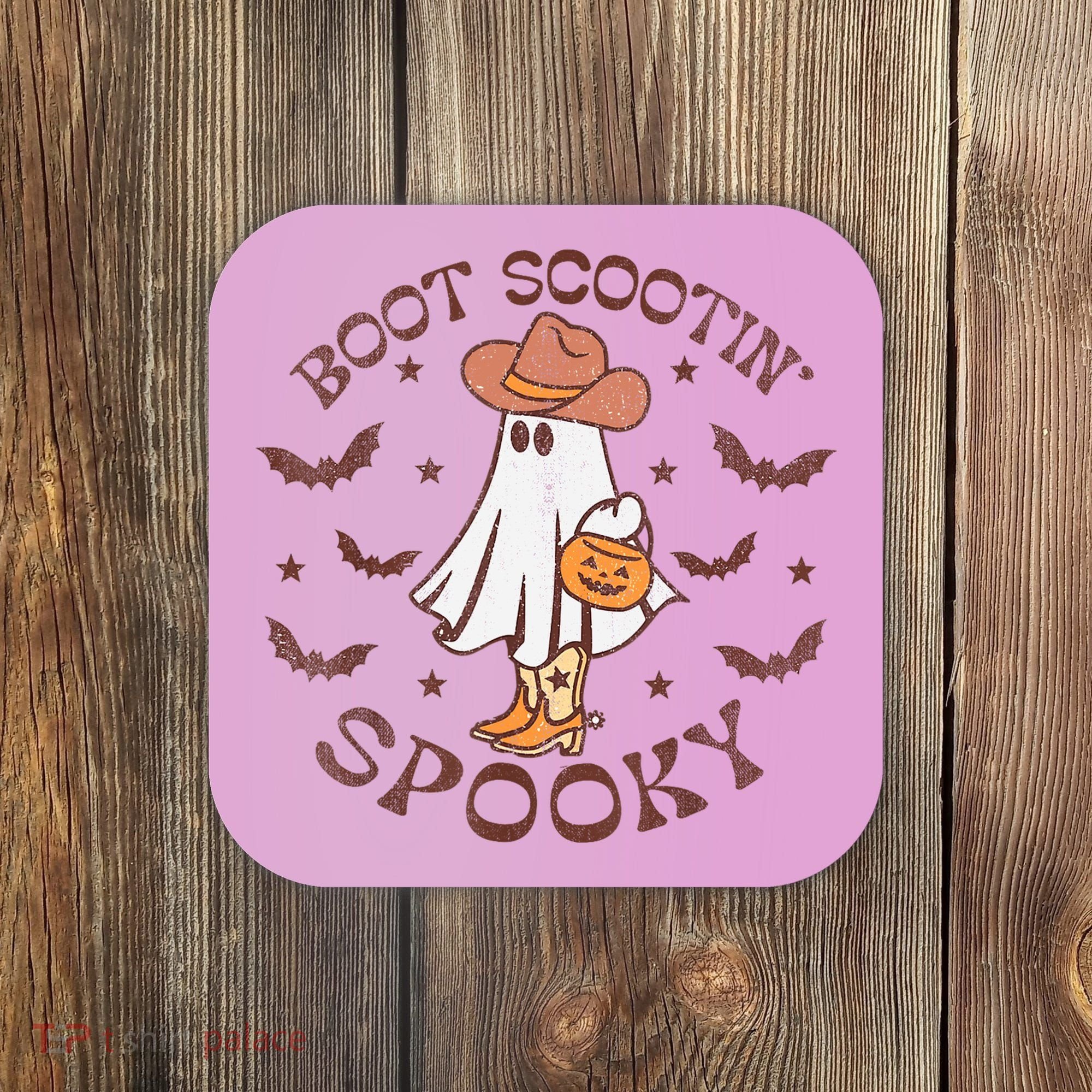 Boot Scootin Spooky Western Halloween Retro Fall Halloween Coaster