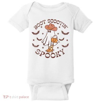 Boot Scootin Spooky Western Halloween Retro Fall Halloween Baby Bodysuit