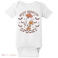 Boot Scootin Spooky Western Halloween Retro Fall Halloween Baby Bodysuit thumb 0
