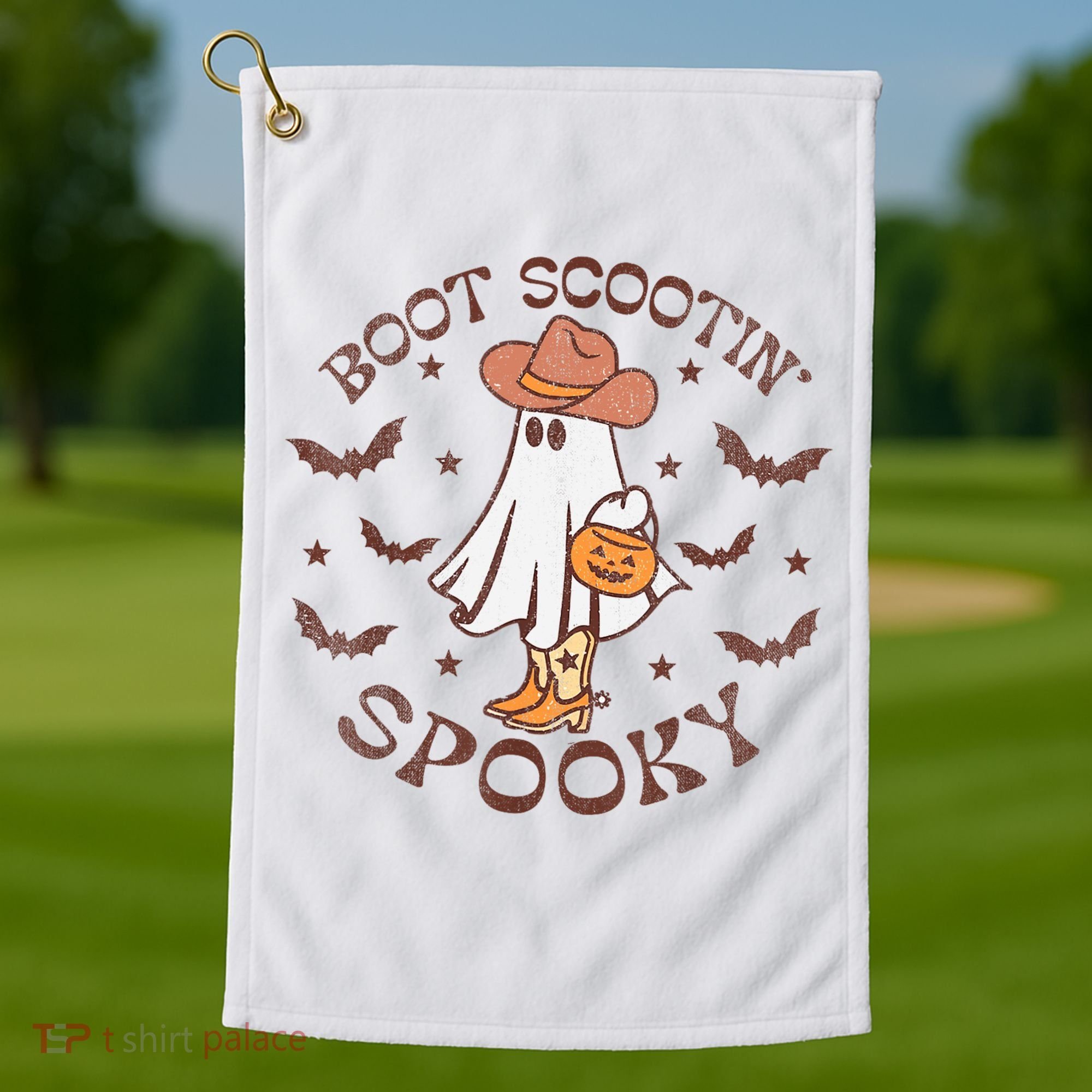 Boot Scootin Spooky Western Halloween Retro Fall Halloween Golf Towel